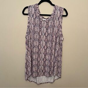 LuLaRoe Snake Print Flowy Tank Top Rayon Spandex Sleeveless Women's 2XL